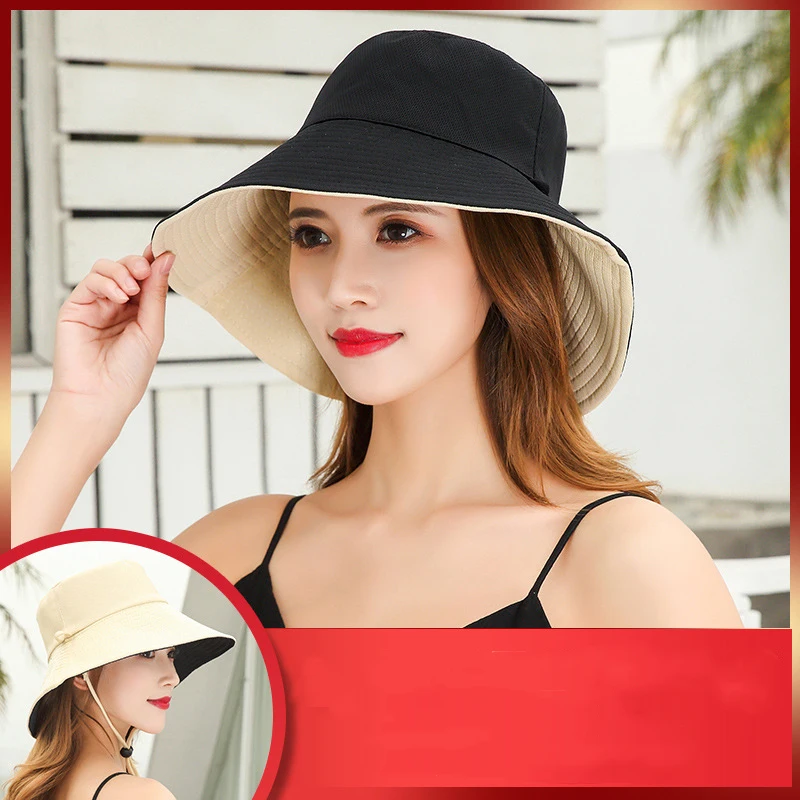 Fisherman Hat Women's Summer Face Cover, Sunscreen, Large Brim Sunshade Hat, Internet Celebrity Double-Sided And Versatile