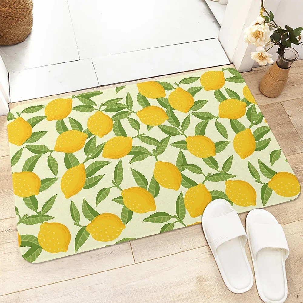 1Pcs Retro Lemon Fruit Digital Printing Floor Mat Kitchen Living Room Bathroom Antypoślizgowe maty do drzwi Home Decor Dywanik