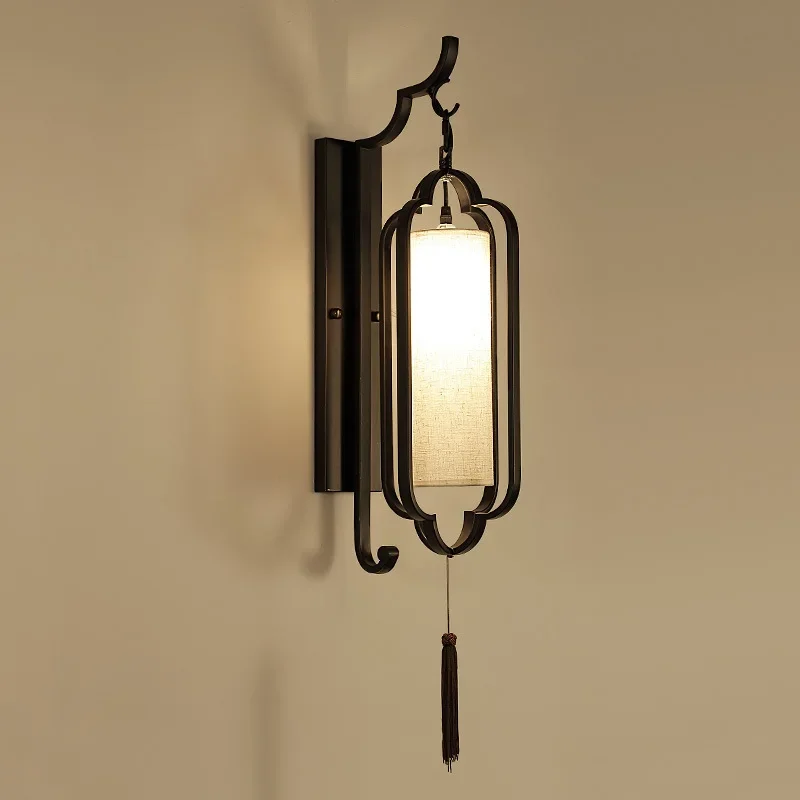 Chinese Hotel Aisle Wall Lamp Banquet Hall Teahouse Nightstand Foyer Bedroom Living Room Bracket Light Home Decor Fixture