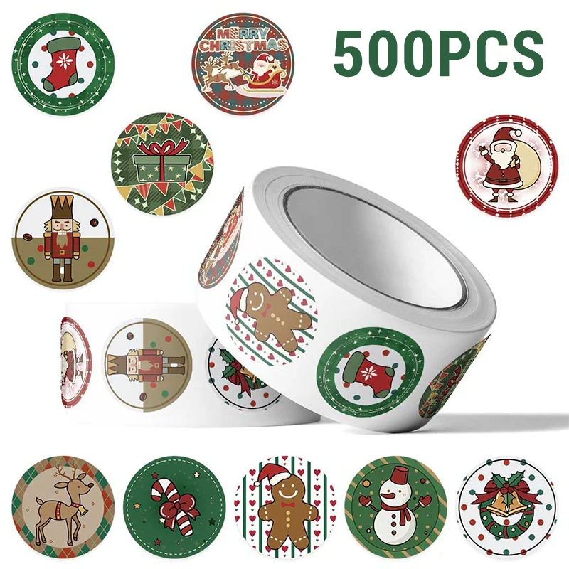 

500 шт., рождественские рулонные наклейки, эстетические художественные уплотнительные наклейки, бутылки с водой, украшения для гитары, ноутбука, граффити, наклейки, детские игрушки