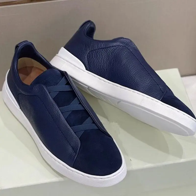 Special Soft Bottom Cross Elastic Band Men's Slip-on Casual Shoes Leather