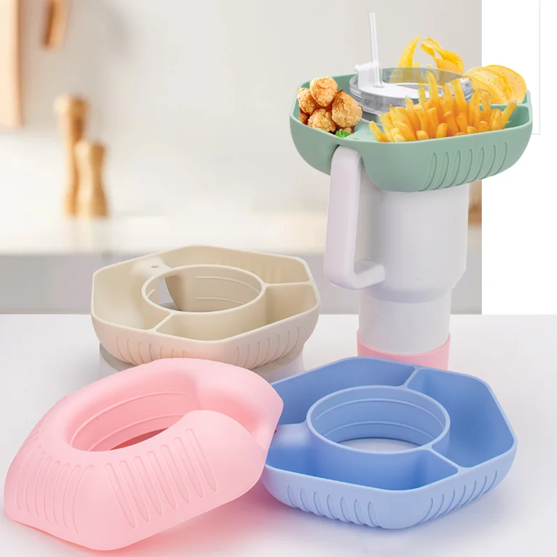 Snack Bowl for Stanley Cup Silicone Snack Tray Compatible with Stanley Cup Quencher 1.0 30oz 40oz Tumbler with Handle