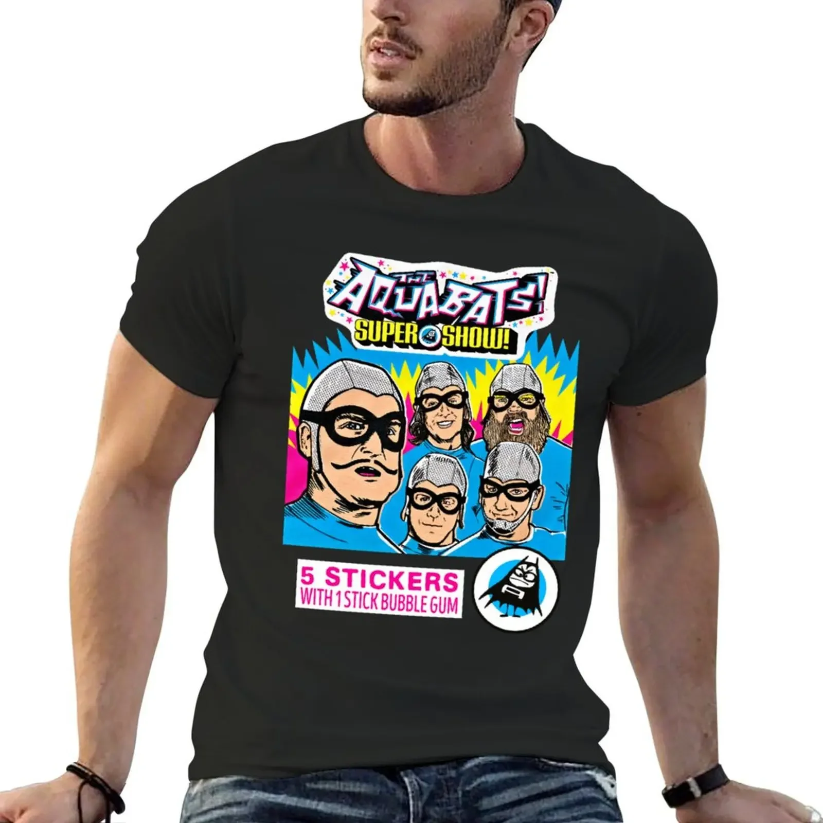 The Aquabats super show 5 stickers with 1 stick bubble gum T-Shirt sports fans for a boy anime big and tall t shirts for men