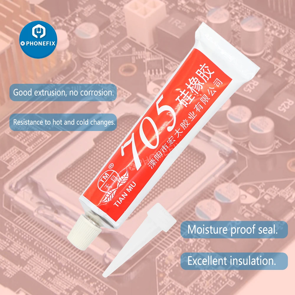 705 Silicone Rubber High Temperature Sealing Glue Waterproof Insulating Electronic Sealant Adhesive Glue Glass Metal Fixed