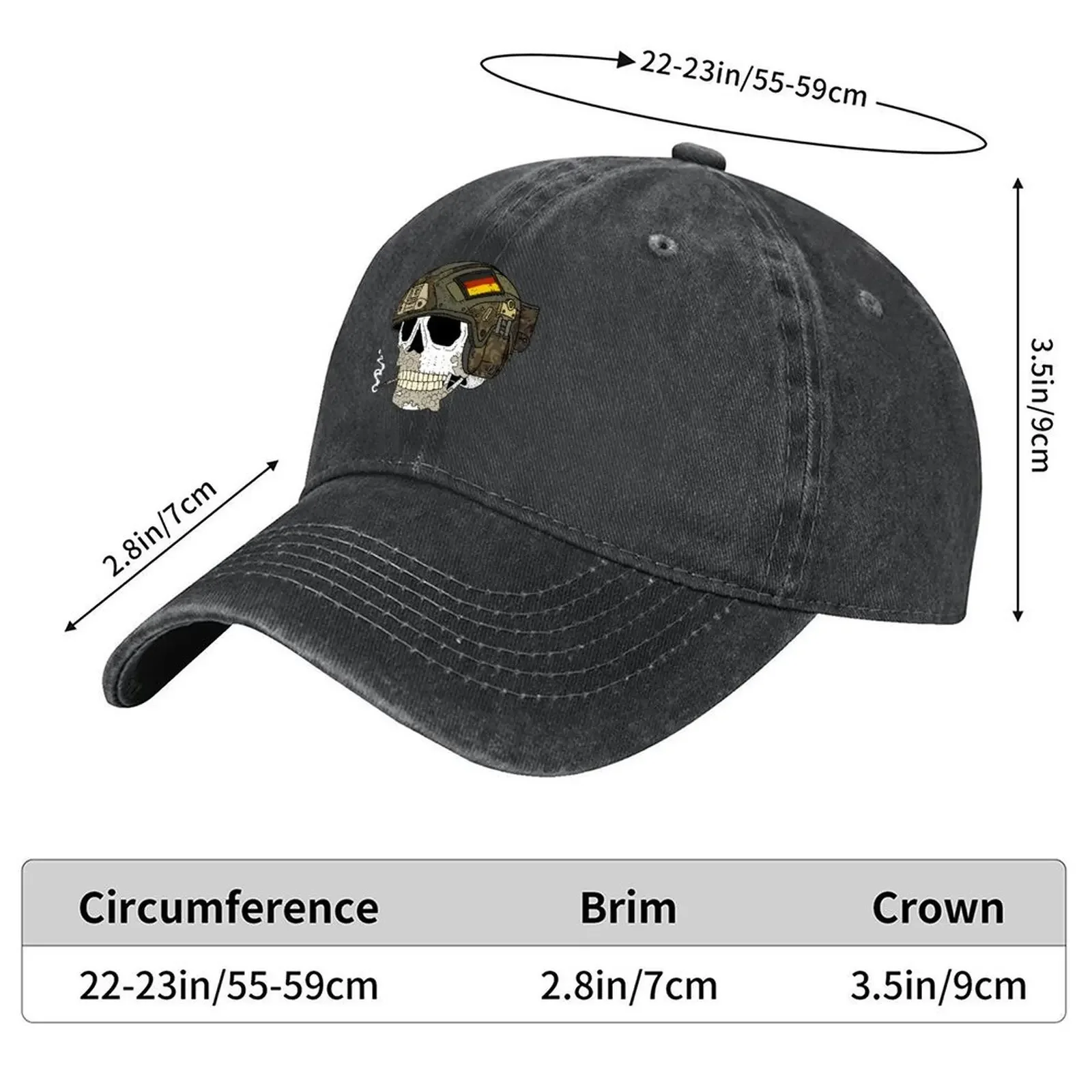 New German Bundeswehr. flecktarn. skull with fast helmet. Baseball Cap derby hat Bobble Hat Rave Golf Women Men's