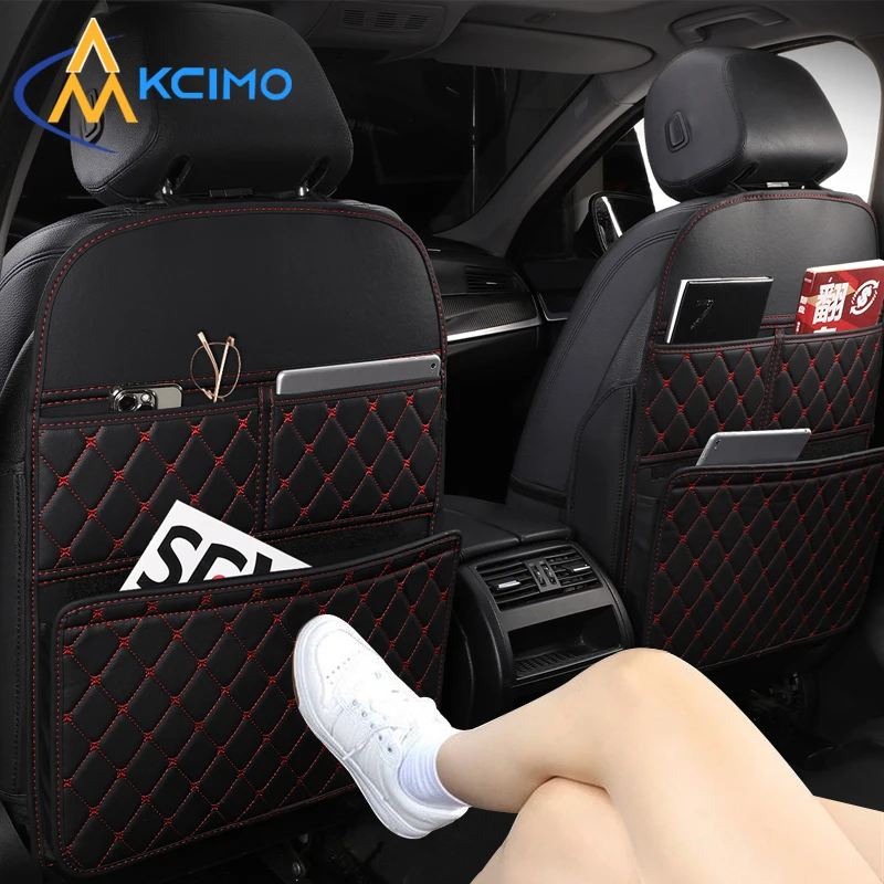 

PU Leather Car Seat Back Storage Anti-kick pad Multifunctional Storage protection Mats Large Capacity Car interior accessories