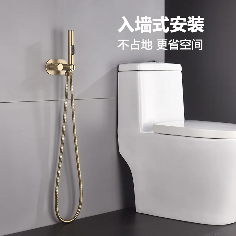 Cross-border 3 function hand-held pressurized nozzle toilet spray gun toilet other set hot and cold brass woman washer