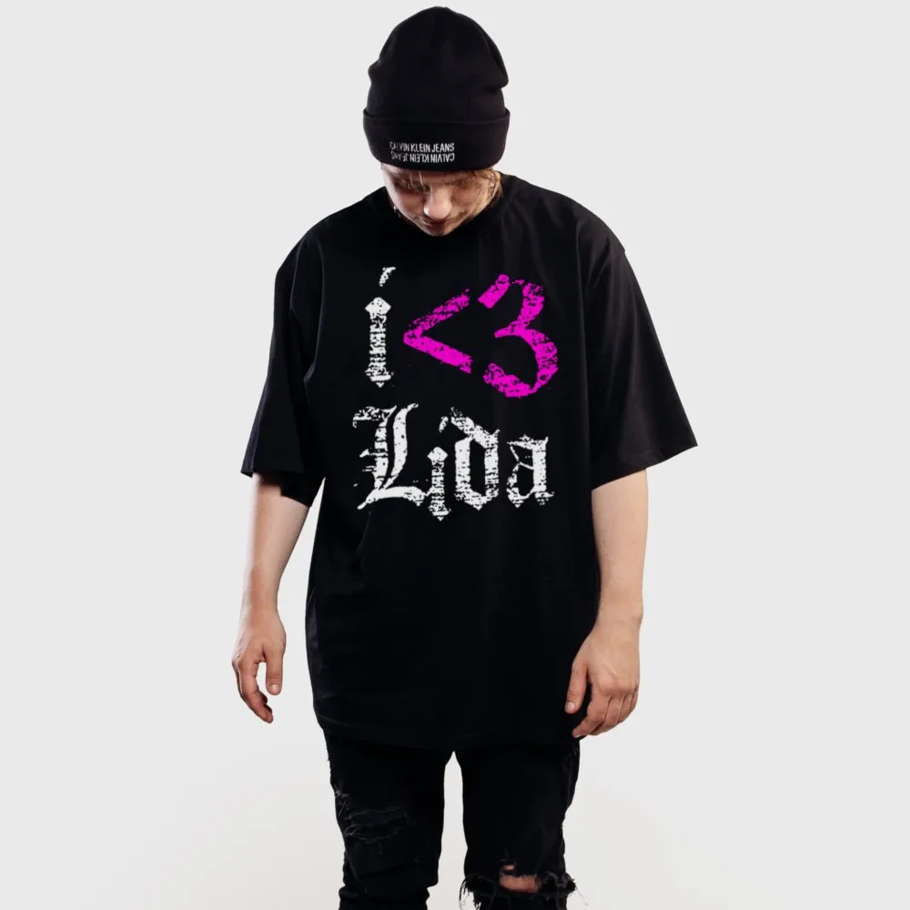 Harajuku Oversized Streetwear Men's Clothing LIDA Graphic Letter Print Tshirt Cotton Hip Hop Aesthetic Short Sleeve Top Goth Y2k