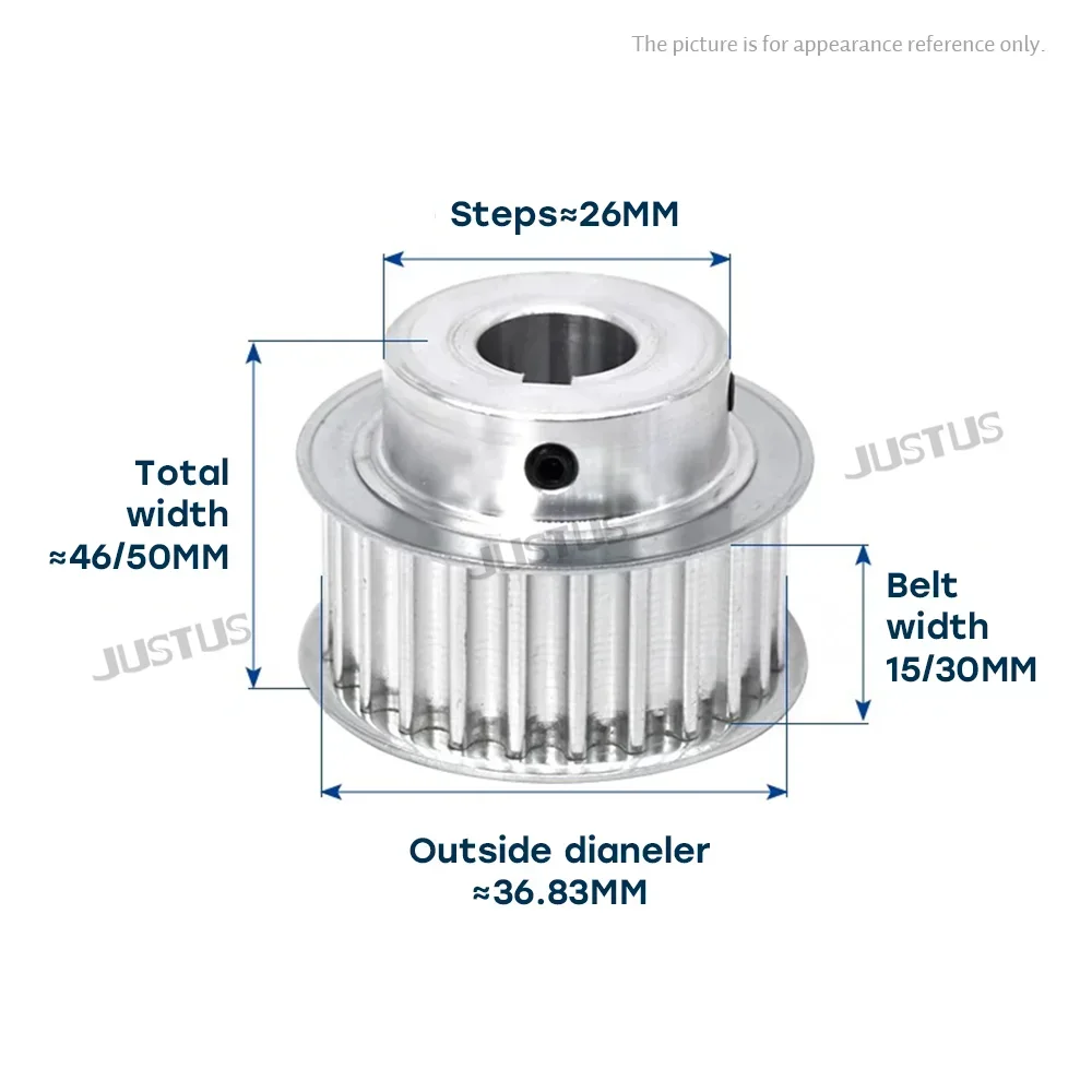 HTD 8M 15T Synchronous Pulley Bore 8-15mm Teeth Pitch 8 mm Slot Width 27/32 mm For 25/30 mm 8M Timing Belt