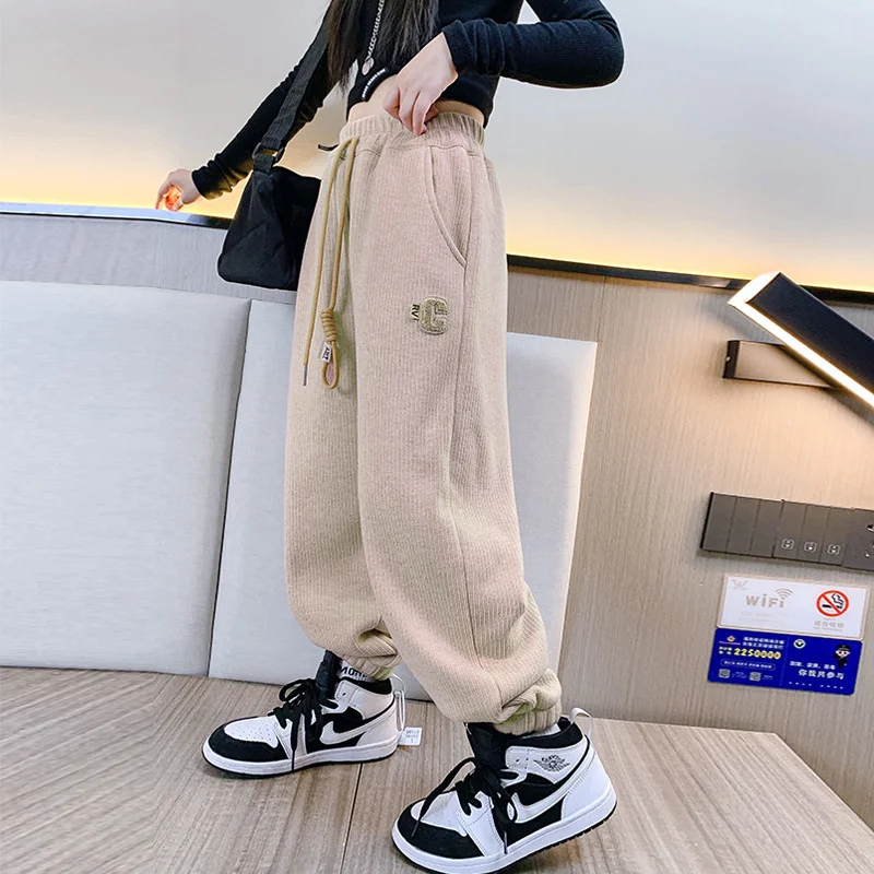 Girls Casual Pants Long Trousers Cotton 2024 Elegant Spring Autumn Teenagers Baby's Kids Pants High QualityTeenagers Children's