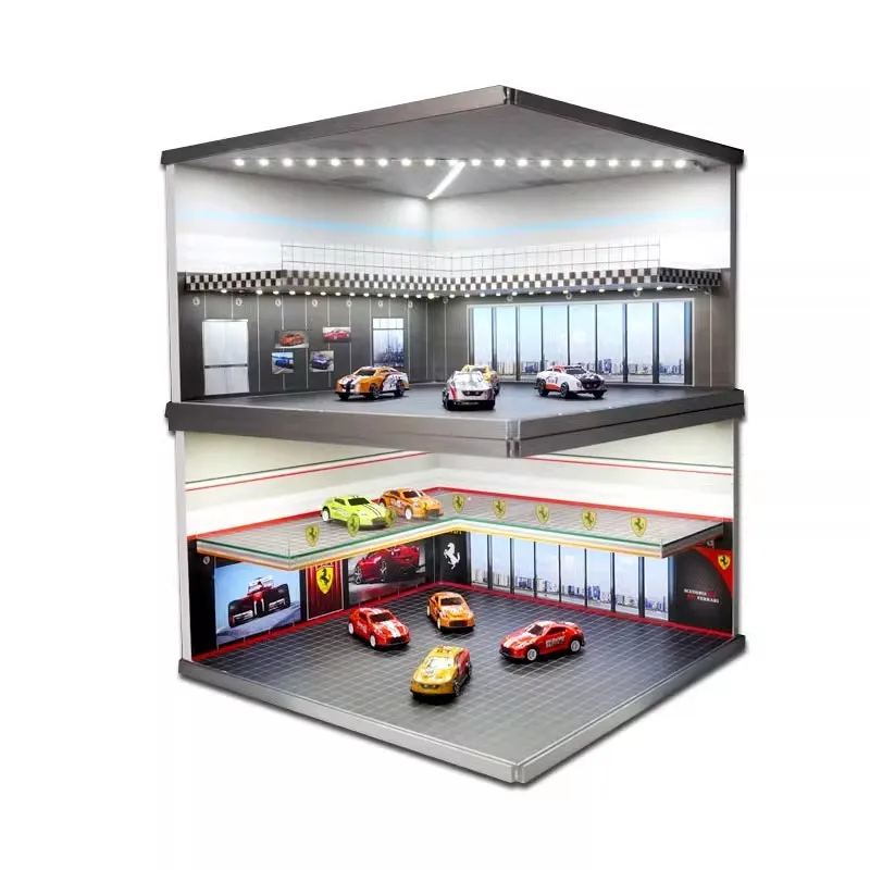 1/64 Alloy Car Model Exhibition Hall Garage Scene Double-Layer Storage Display Cabinet