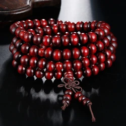 6mm Natural Sandalwood Buddhist Beads Bracelets 108 Beads Buddha Meditation Prayer Wood Beaded Bracelet layer Bangles Men Women