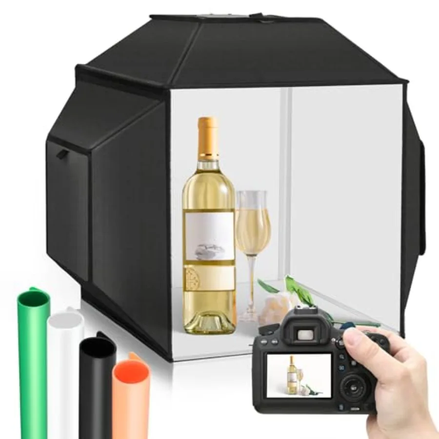 16 Caja de luz de estudio fotográfico profesional con caja suave 480 CRI 95+ luces LED 4 fondos de PVC blanco negro naranja verde portátil S