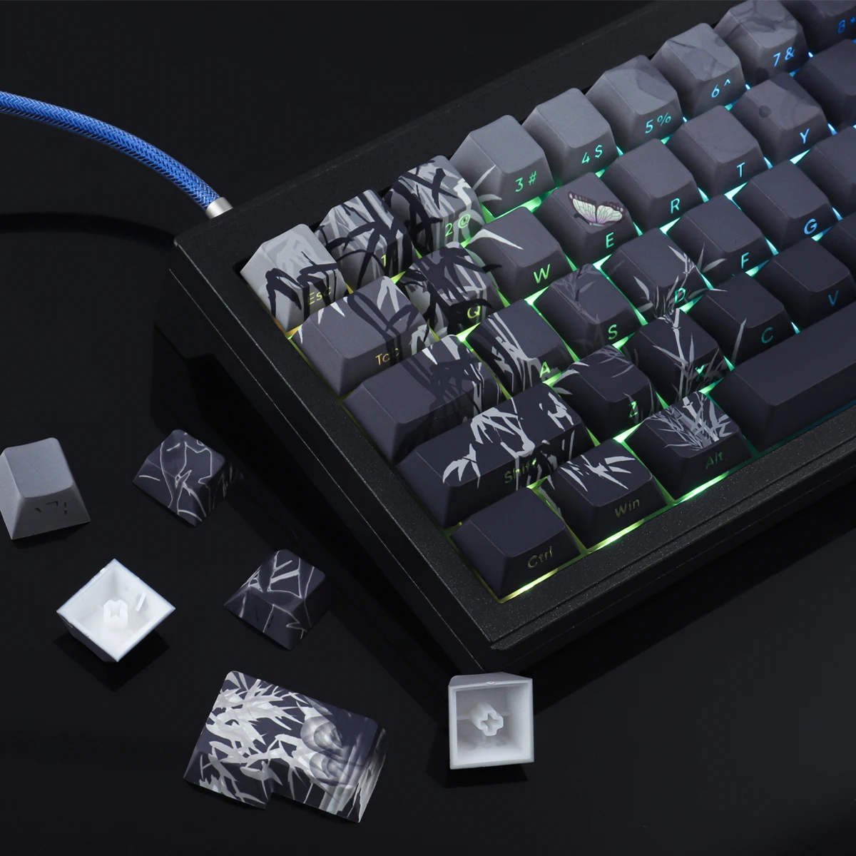 

PBT Keycaps Bamboo-sea gradient keycaps 135 Keys Cherry Profile DYE-Sublimation For Mechanical Keyboard