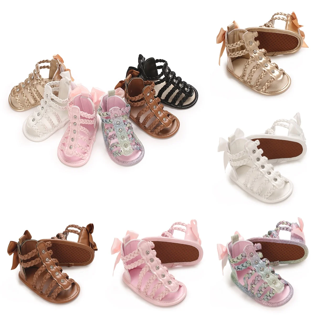 New 0-18M Girls' Sandals Soft Sole PU Cute Little Princess Shoes Summer New Kindergarten Baby Open Toe Beach Shoes First Walking
