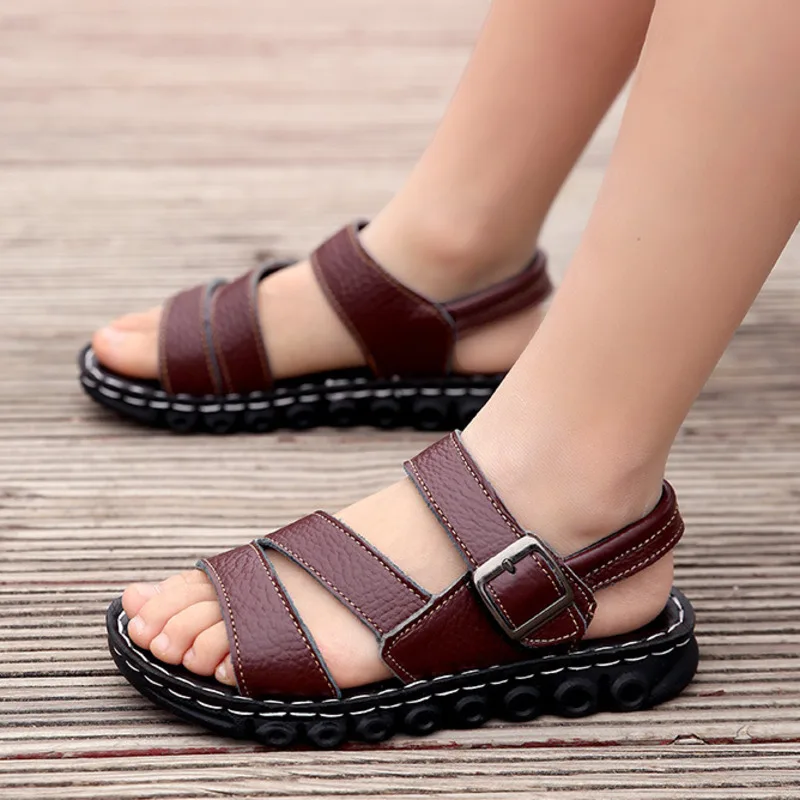 

Boys' Sandals 2026 Summer Shoes New Children's Sandals Genuine Leather Breathable Non-Slip Sports Beach Sandals Size 26-41