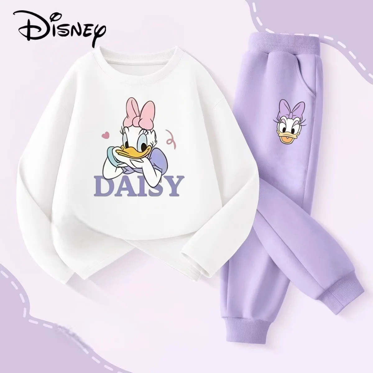 

Disney Autumn Baby Girls Cotton Clothes Set Kid Daisy Printed Sweatshirts Pullover Top And Pants 2 Pieces Suit Outfits