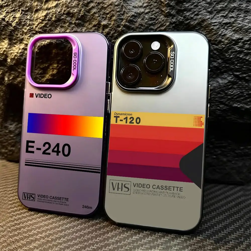 Funda Clásica para Teléfono con Diseño de Videograbadora V-VHS para iPhone 17 16 15 14 13 12 11 Pro Max, Funda Mate con Efecto Aurora Láser, Resistente a Impactos
