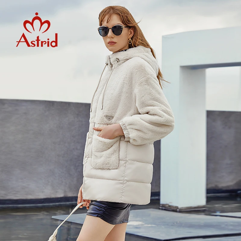 Astrid 2022 Winter New Collection Coat Women\'s Stand Collar Hooded Windproof Long Jacket  Hight Quality Female Outwear ZR-20170