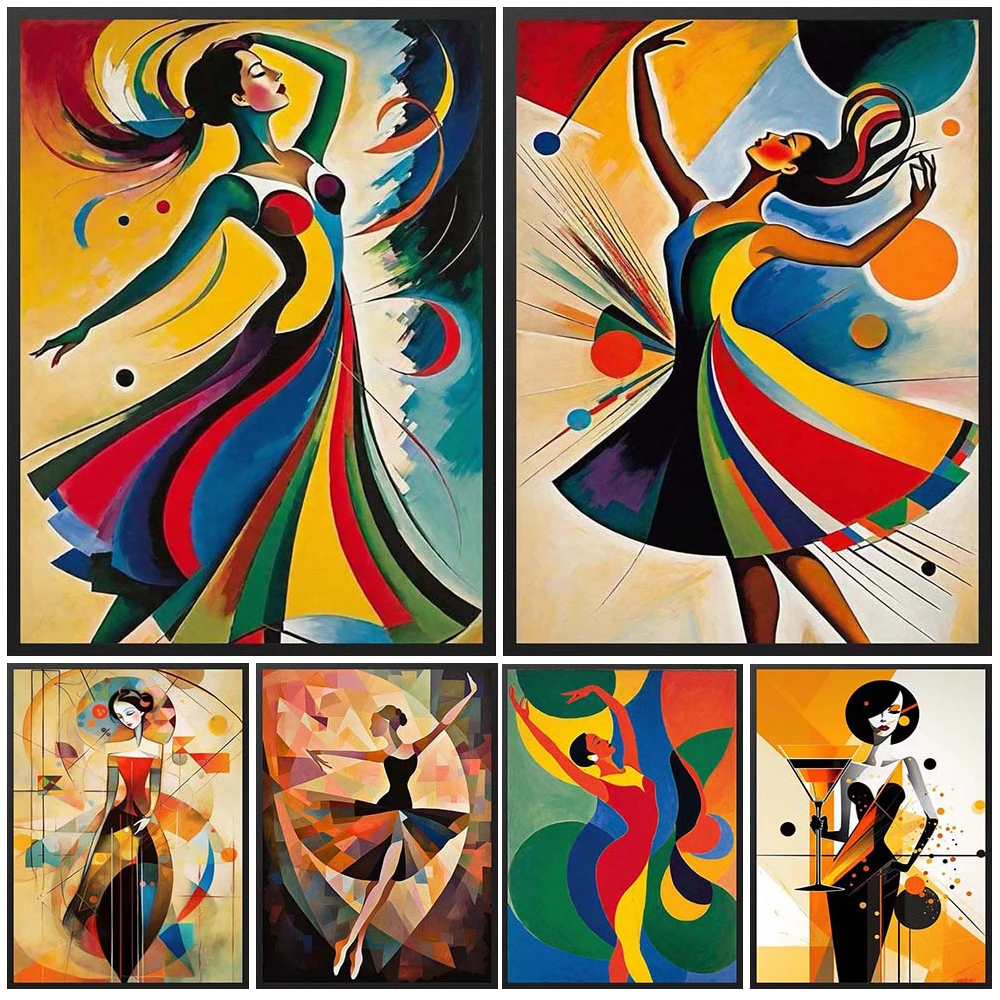 

Cartoon Dancing Girl Woman Dancer Poster Wall Art Canvas Painting Posters Home Decor Wall Pictures For Living Room Unframed