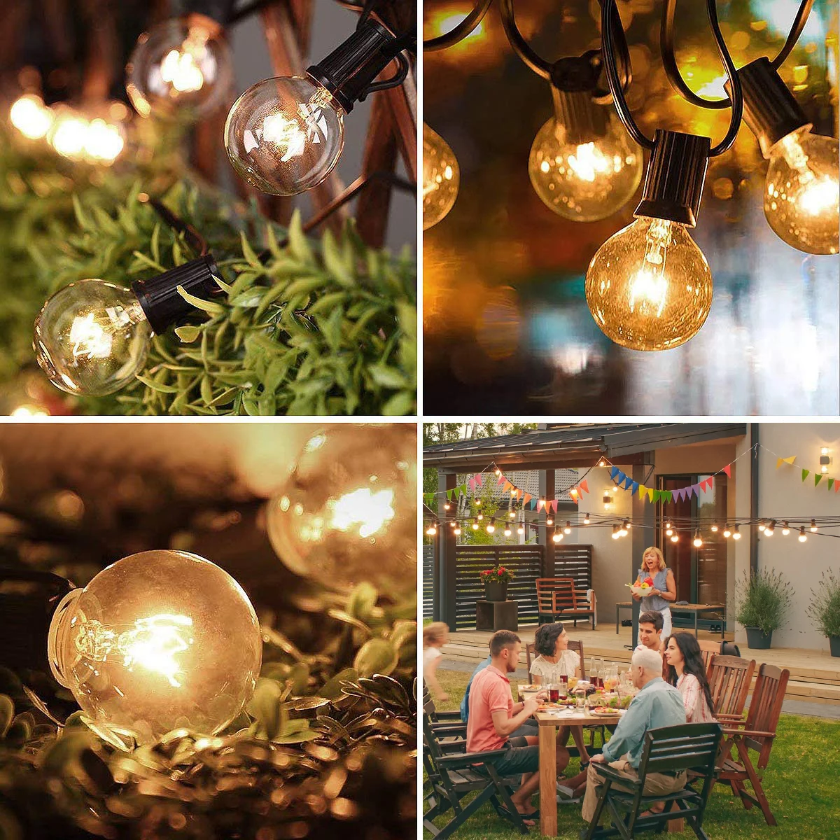 Imagem -02 - Impermeável Led String Light Garland Lights Lâmpada Branca Quente Lâmpada de Filamento de Tungstênio Decoração do Casamento 220v ue 110v Eua Plug G40