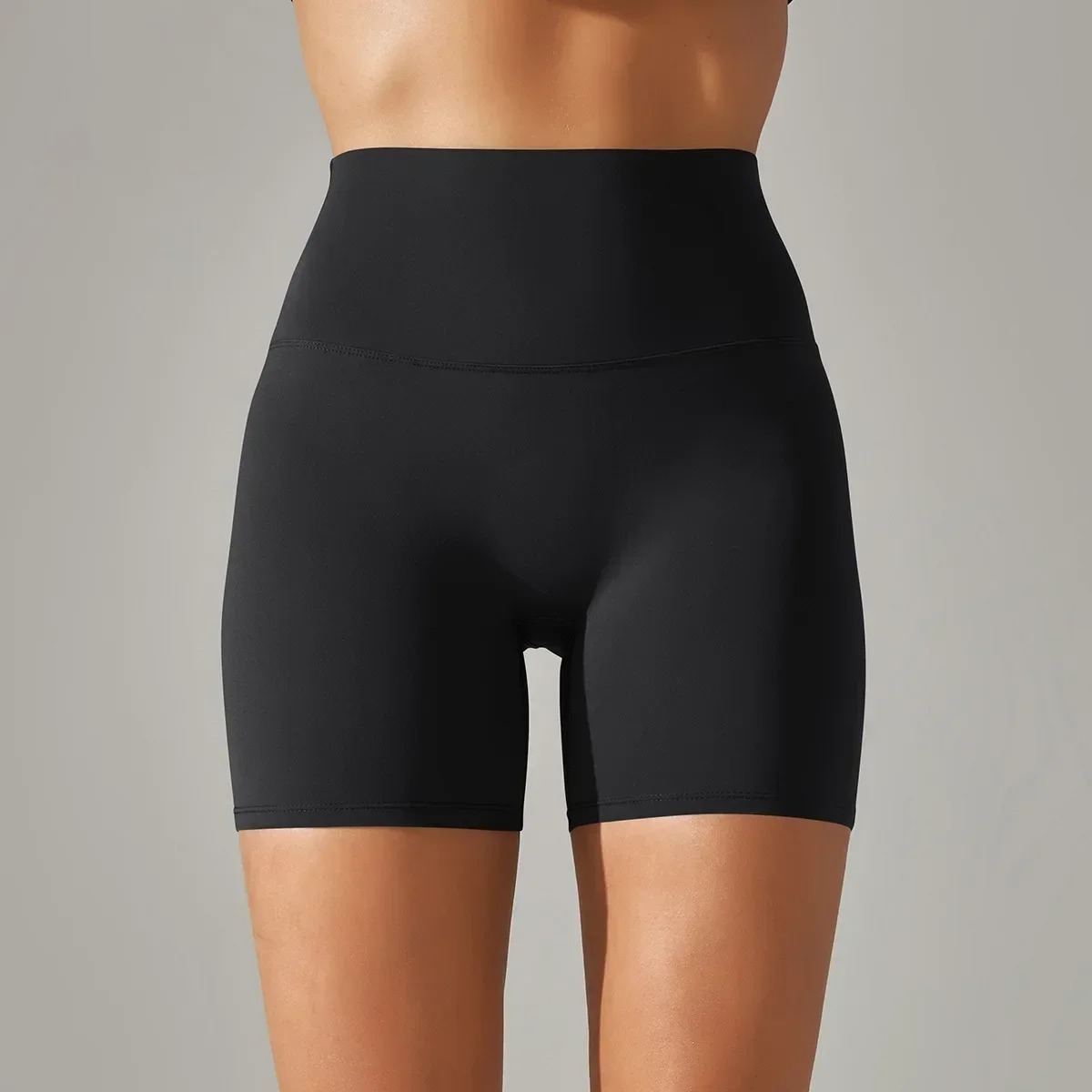 Nuevo estilo de pantalones cortos de Yoga para Fitness desnudos cepillados para mujer, pantalones de tres cuartos ajustados de cintura alta con cadera melocotón, correr ajustado