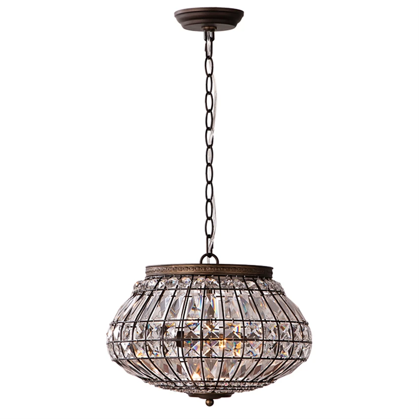 American vintage crystal lantern pendant lights coffee oval bedroom lamps dining room living room decoration hanging lights