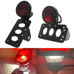 Motorcycle Side Mount Rear Stop Tail Light License Number Plate Bracket For Harley Sportsters Bobber Chopper Universal