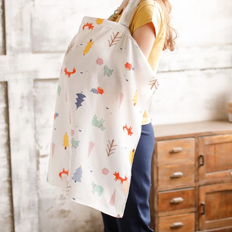 Summer Mother Outing Cartoon Thin Cotton Puerpera Breastfeeding Towel Privacy Apron for Anti Glare Baby Feeding Covering Shawl