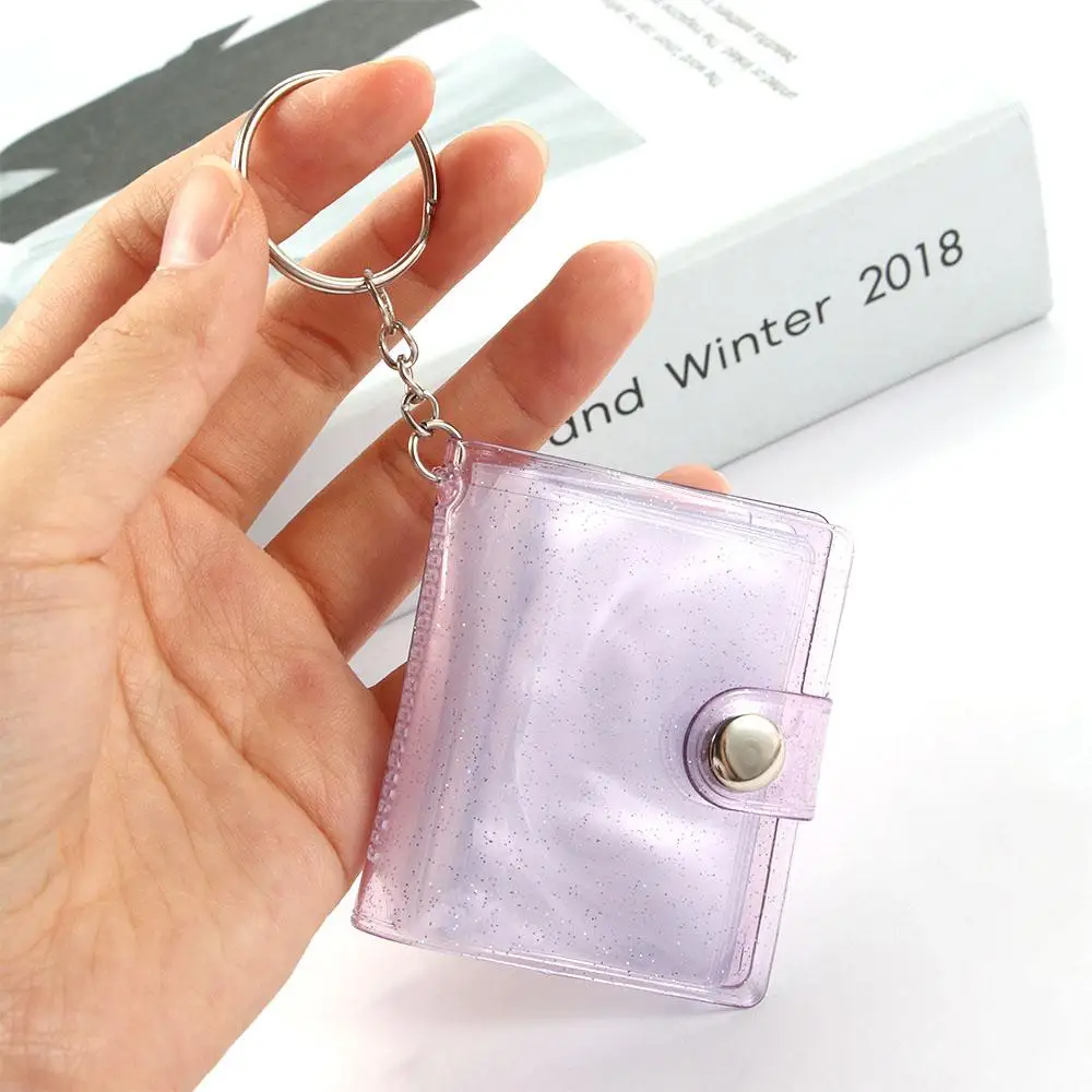 Jelly Color High quality Card Stock 1 Inch 16 Pockets Mini Photo Album Binders Albums Photo Card Holder Photos Holder Keychain