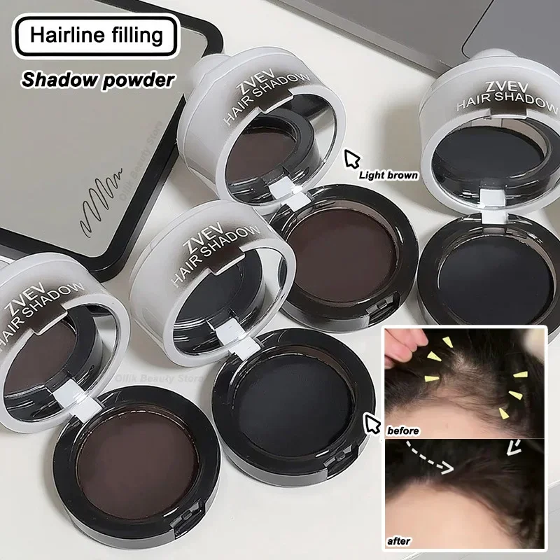 Velvet Hairline Muddy Fill Repair Smear Pigment Powder for Forehead Line Shadow Tint Tool with Sponge Puff Hair Coloring Product