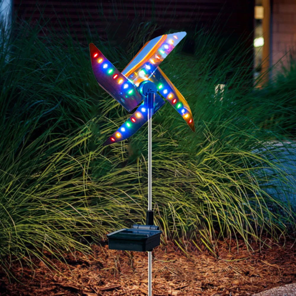 Lámpara de molino de viento con energía Solar para exteriores, luces de vacaciones, punto de luz 32LED, decoración de jardín, molino de viento