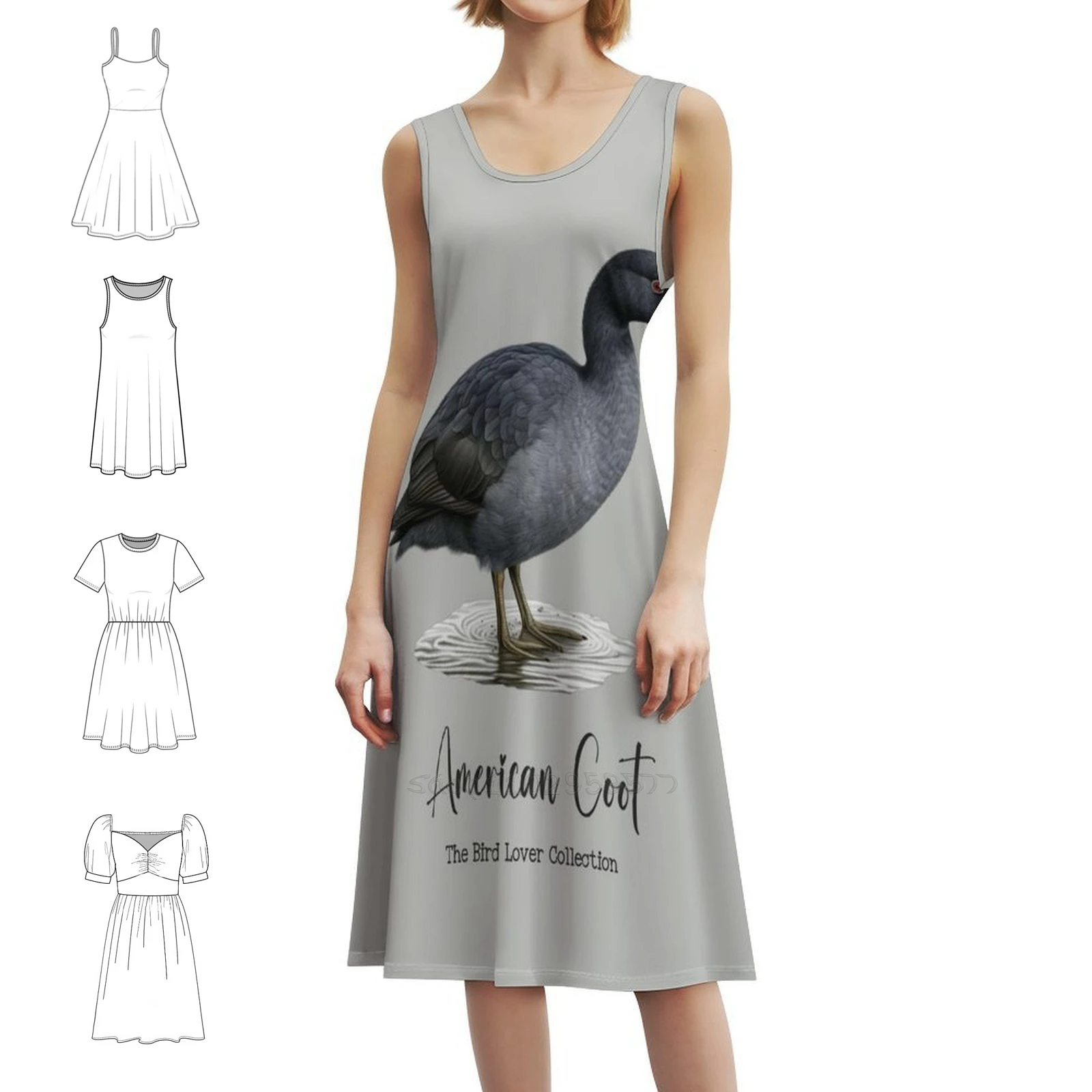 فستان American Coot-The Bird Lover Collection للسيدات للحفلات ملابس الشارع العصرية المطبوعة للنادي للسيدات معطف أمريكي