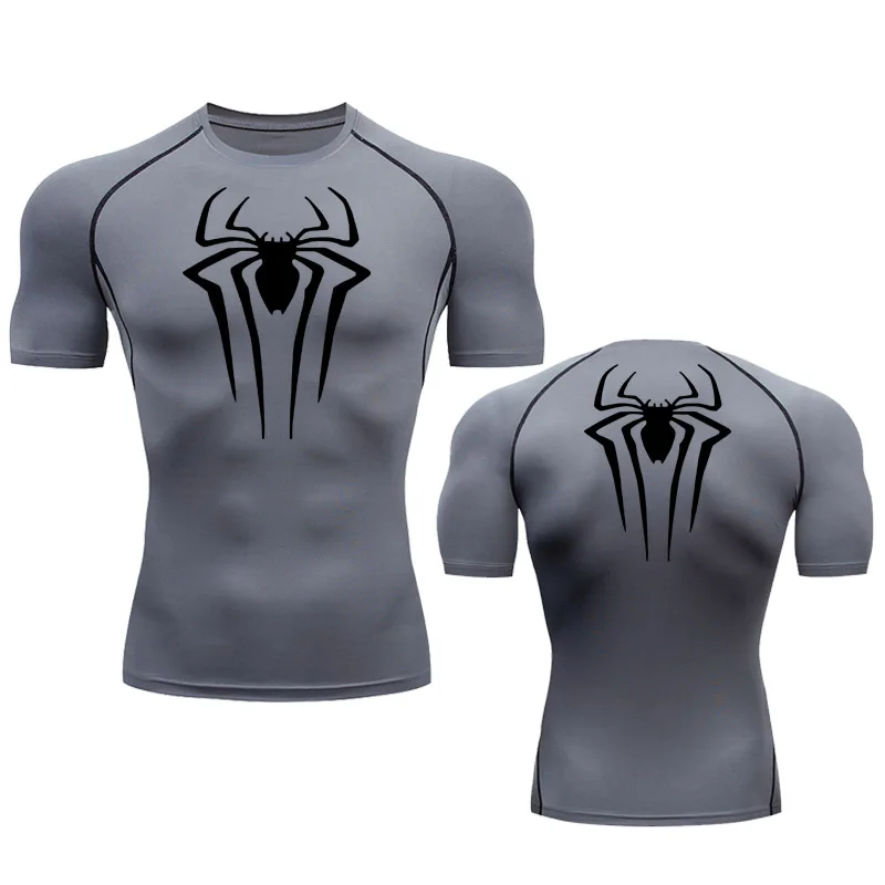 Running T Shirt Men Short Sleeve Compression Shirt Summer Quick Dry Top Black Bodybuilding Muscle Shirt Workout Breathable Gym