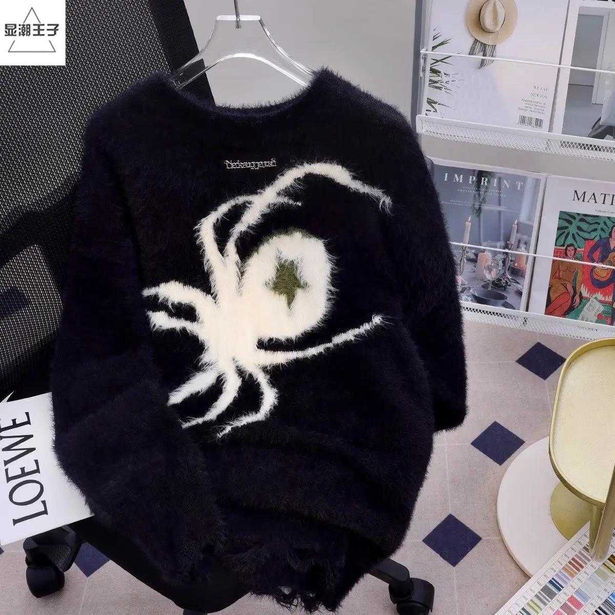 American Spider Sweater Women\'s Loose and Lazy Style Couples Knitted y2k Oversized harajuku wintage Sweater pullover men clothes