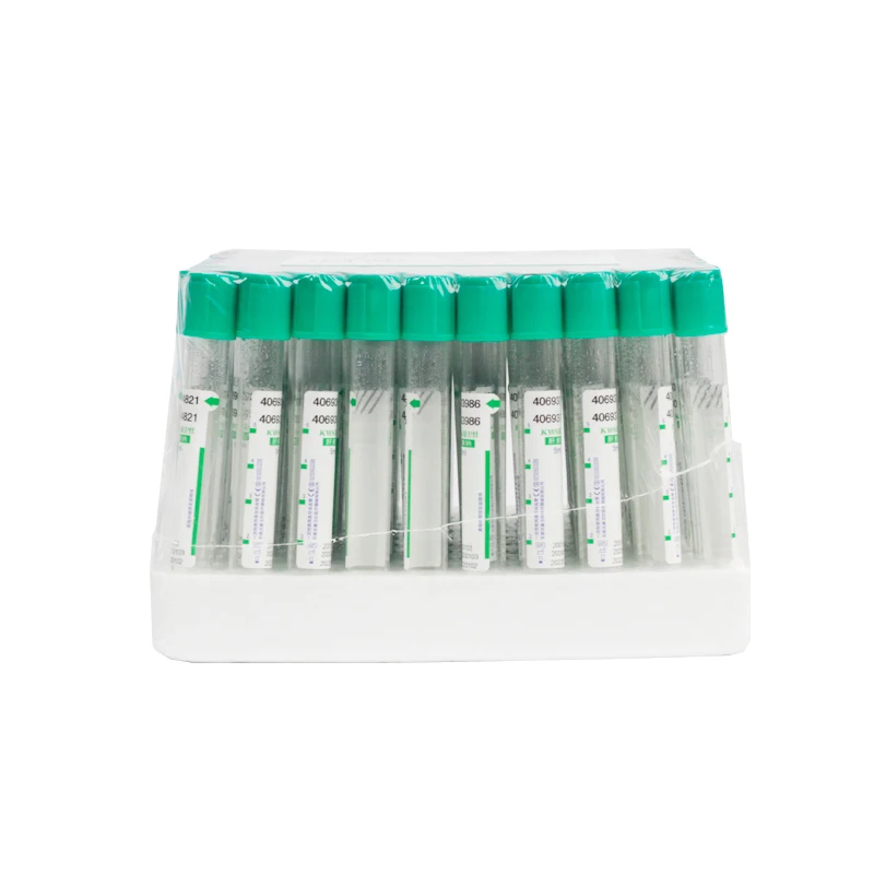 Disposable Sterile Vacuum Blood Collection Tube With Heparin Sodium Additives Green Lid 10 ml Vac Tube Vacutainer CE Mark 100/PK