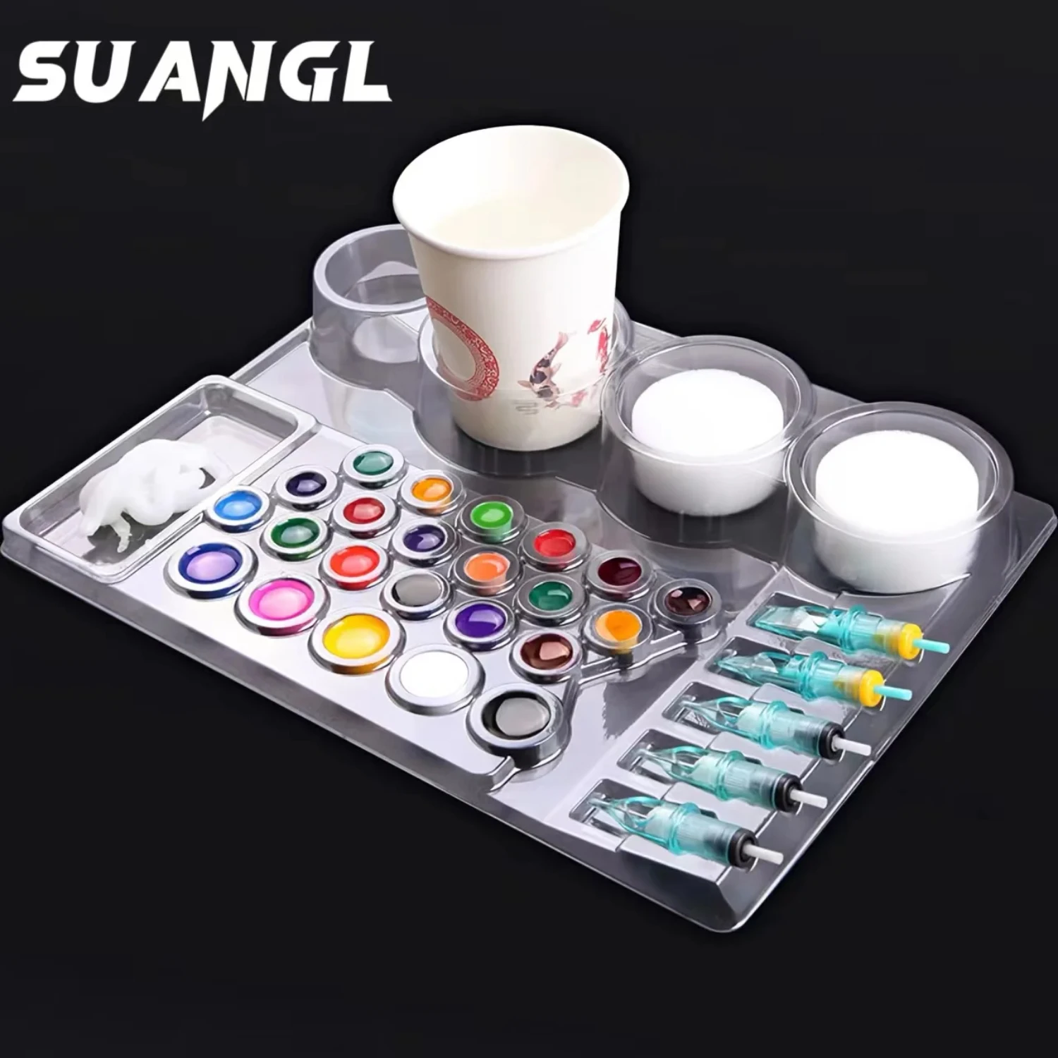 

24pcs Plastic Disposable Ink Cup Tray, Pigment Rack Holder, Tattoo Needle Holder Container Cup Stand Kit Tattoo Supply