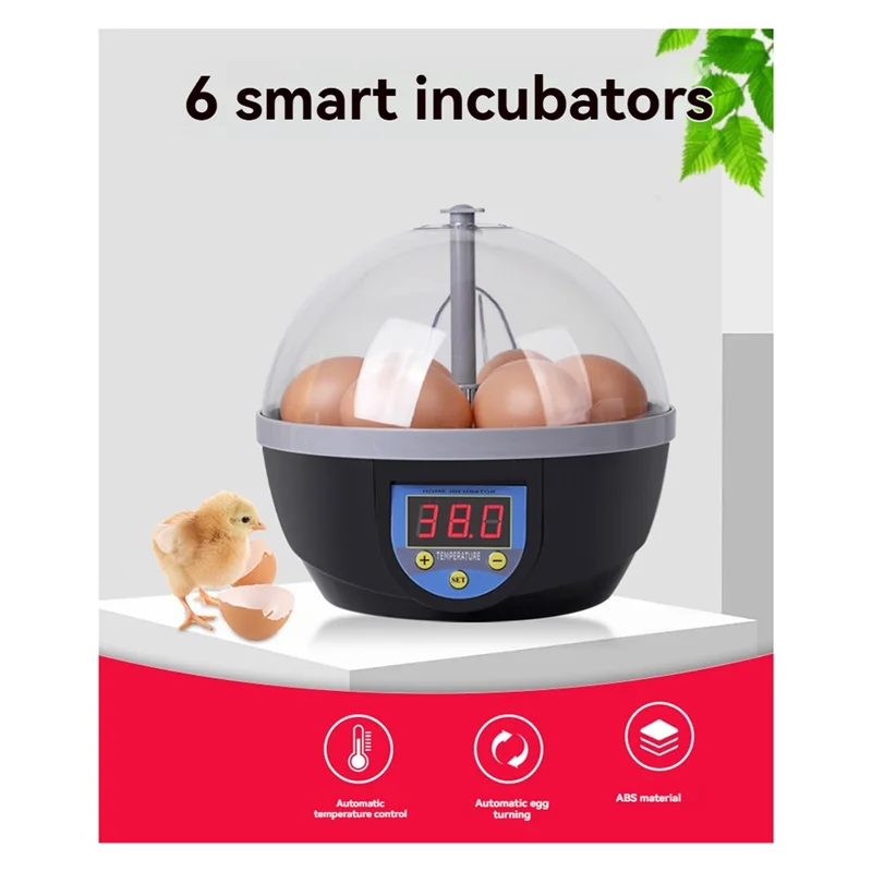 

【Best Selling】EU Plug Poultry Incubator Machine With 6 Egg Capacity - Automatic Temp Control For Chicken, Duck, Quail Eggs