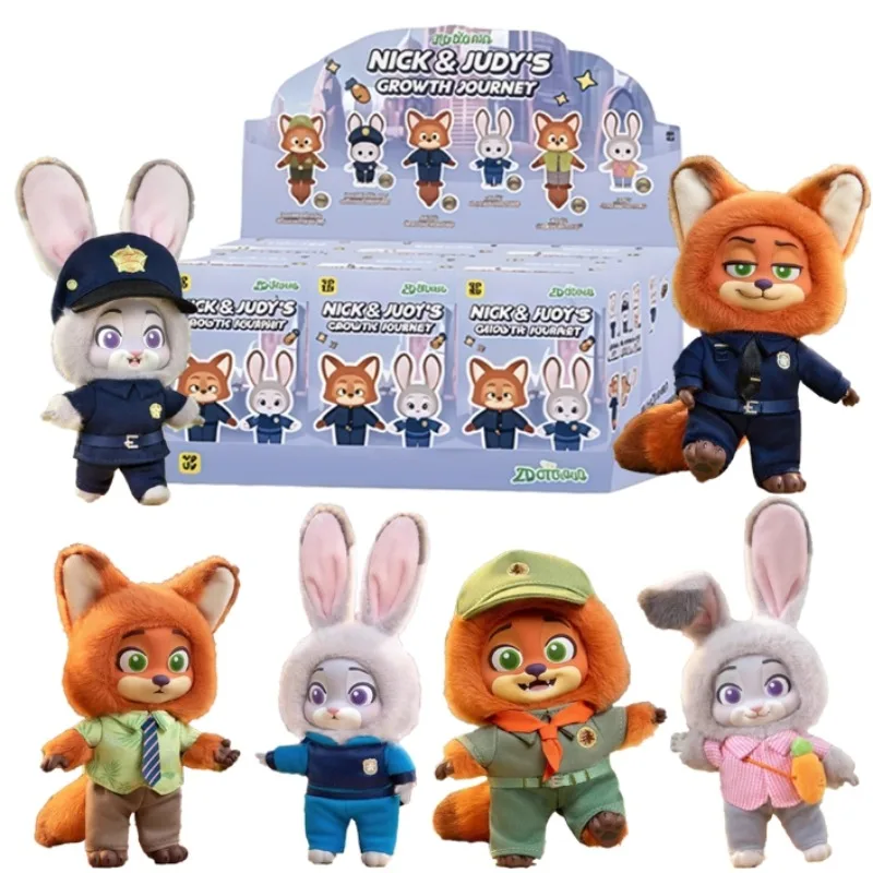 

Disney Zootopia Nick Judy's Growth Journey Series, плюшевая слепая коробка, милый мультфильм, изысканная модель, орнамент, сюрприз, Mysterybox, подарок