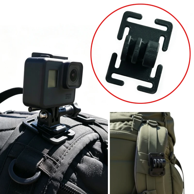 1PCS Backpack Strap Camera Mount Adapter Compatible with MOLLE System GoPro-Style Interface for Action Cameras Outdoor Vlogging