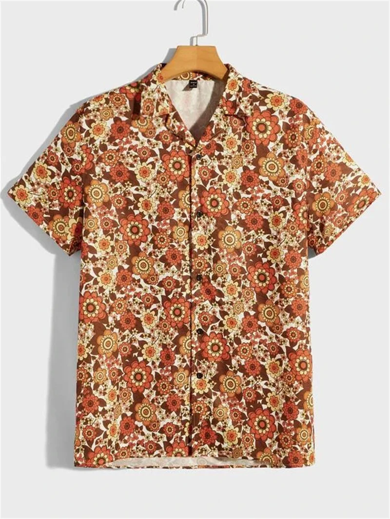 Camisas con cuello cubano con estampado de gato para hombre, camisa de elementos vintage de verano, ropa de playa hawaiana para hombre, top holgado de calle al aire libre