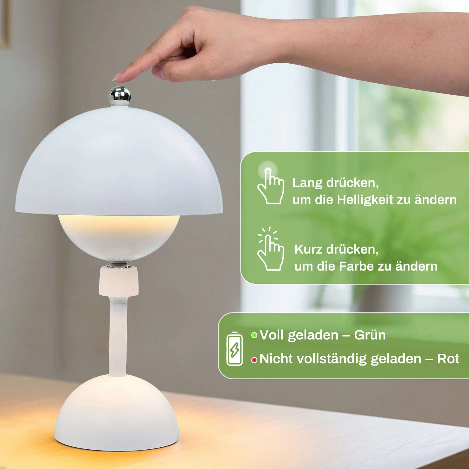 

Wireless LED Table Lamp, 360° Magnetic Swivel Touch Table Lamp, 5000 mAh Dimmable Rechargeable Battery, 3 Colors, Unlimited Dimm