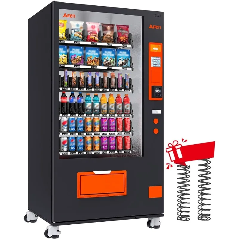 Customized Commercial Vending Machine with Card Reader, 60 Slot Refrigerated Snack & Drink Combo Vending Machine