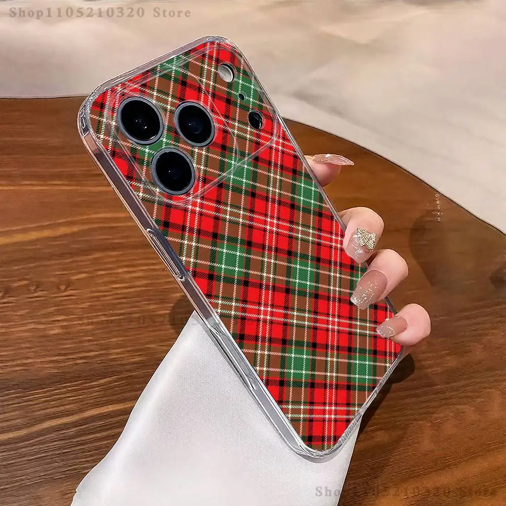 حافظة هاتف من القماش المنقوش الاسكتلندي لهاتف آيفون 17,16,11,15,13,14,12,Air,Mini,Plus,Pro,Max,Plus,E غلاف ناعم شفاف #6