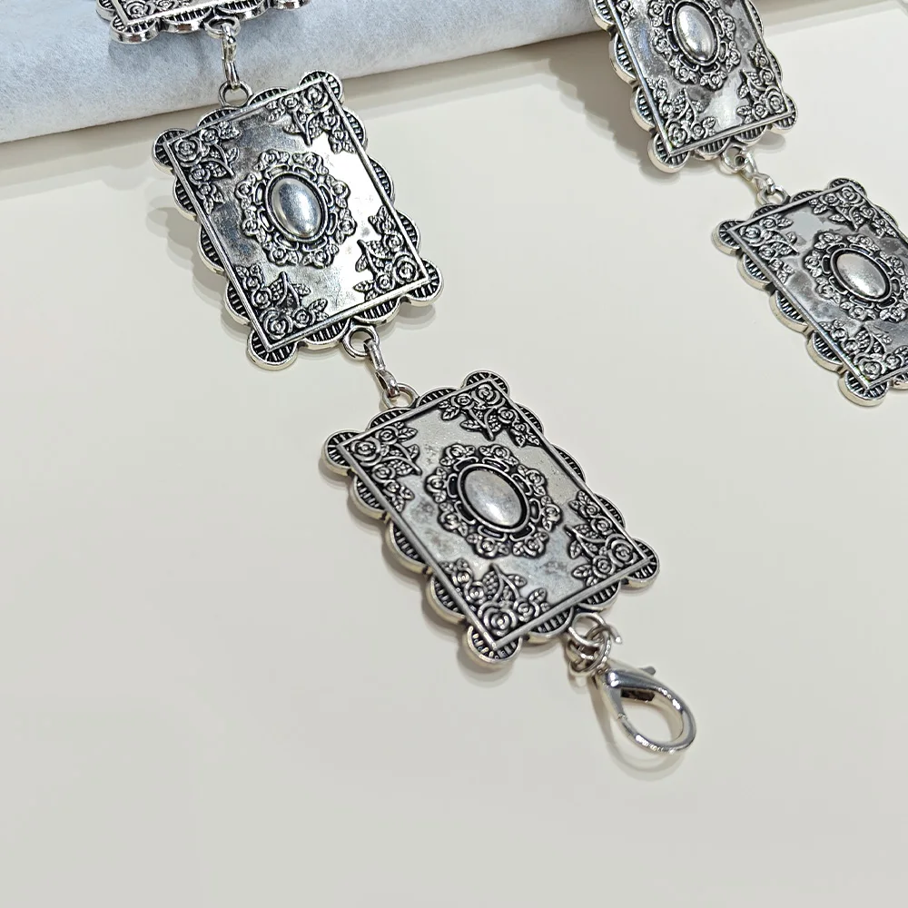 Chaîne de taille rectangulaire Vintage en métal pour femmes, Cowboy occidental, haute qualité, luxe de styliste, chaîne dorée exquise