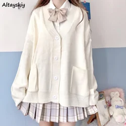 Cardigan donna solido autunno Harajuku maglioni larghi studente Preppy dolce ragazza maglieria carina nuovo tutto-fiammifero morbido vendita calda di base