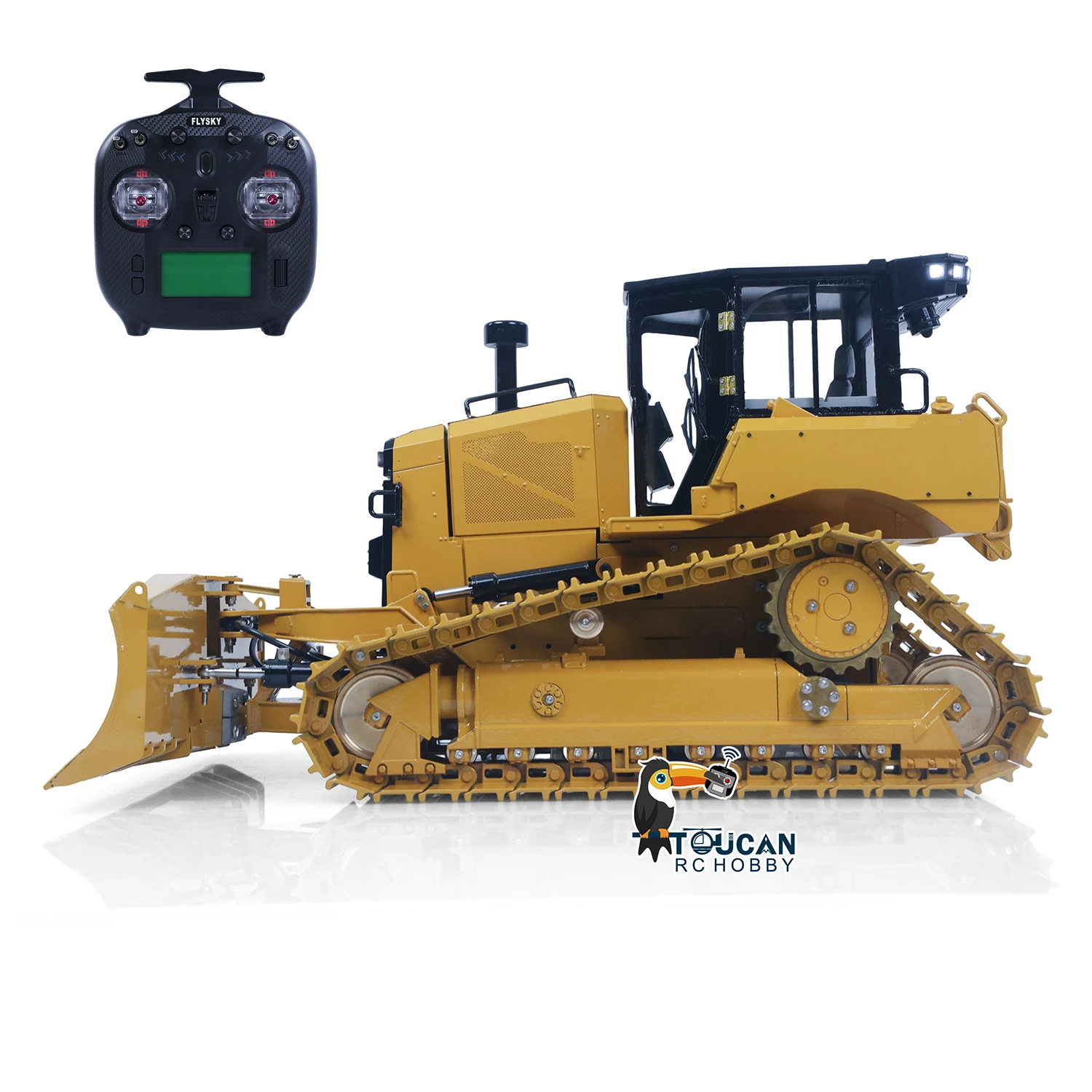

D6 1/14 Metal Remote Control Hydraulic Bulldozer 3CH RC Heavy Machine Model Light System Flysky ST8 Radio No Sound Battery Toy