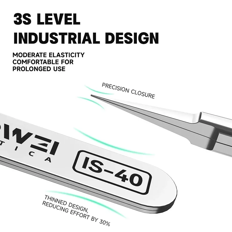 LUOWEI IS-40 High Precision Tweezers for Mobile Phone Repair High Hardness Ultra-fine Straight Tips Jump Wire Clamping Tools