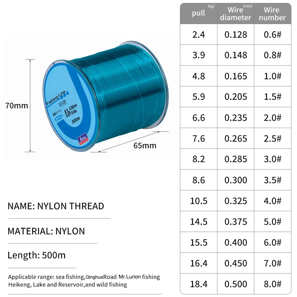 Mr.lurion 500 m langlebige Nylon-Monofilament-Angelschnur für Felsen, Meer/Süßwasser, Durchmesser 0,10 mm bis 0,47 mm, japanisches Angelzubehör – Detail 2