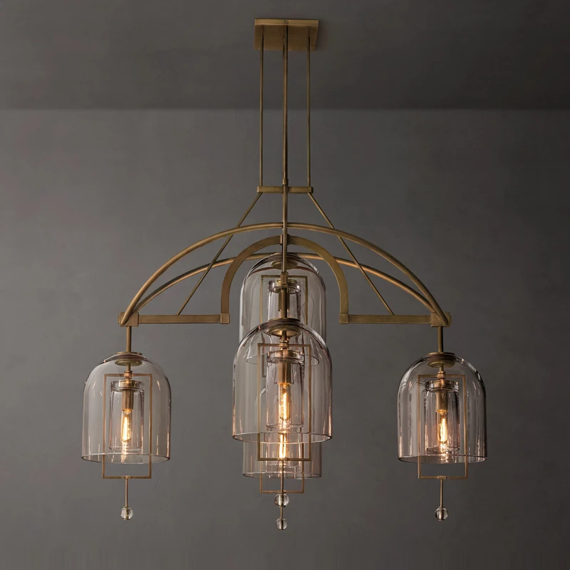 Upgrade Your Home With Our Vintage American E14 LED Chandelier Crafted From Stainless Steel Clear Glass Dimming Function